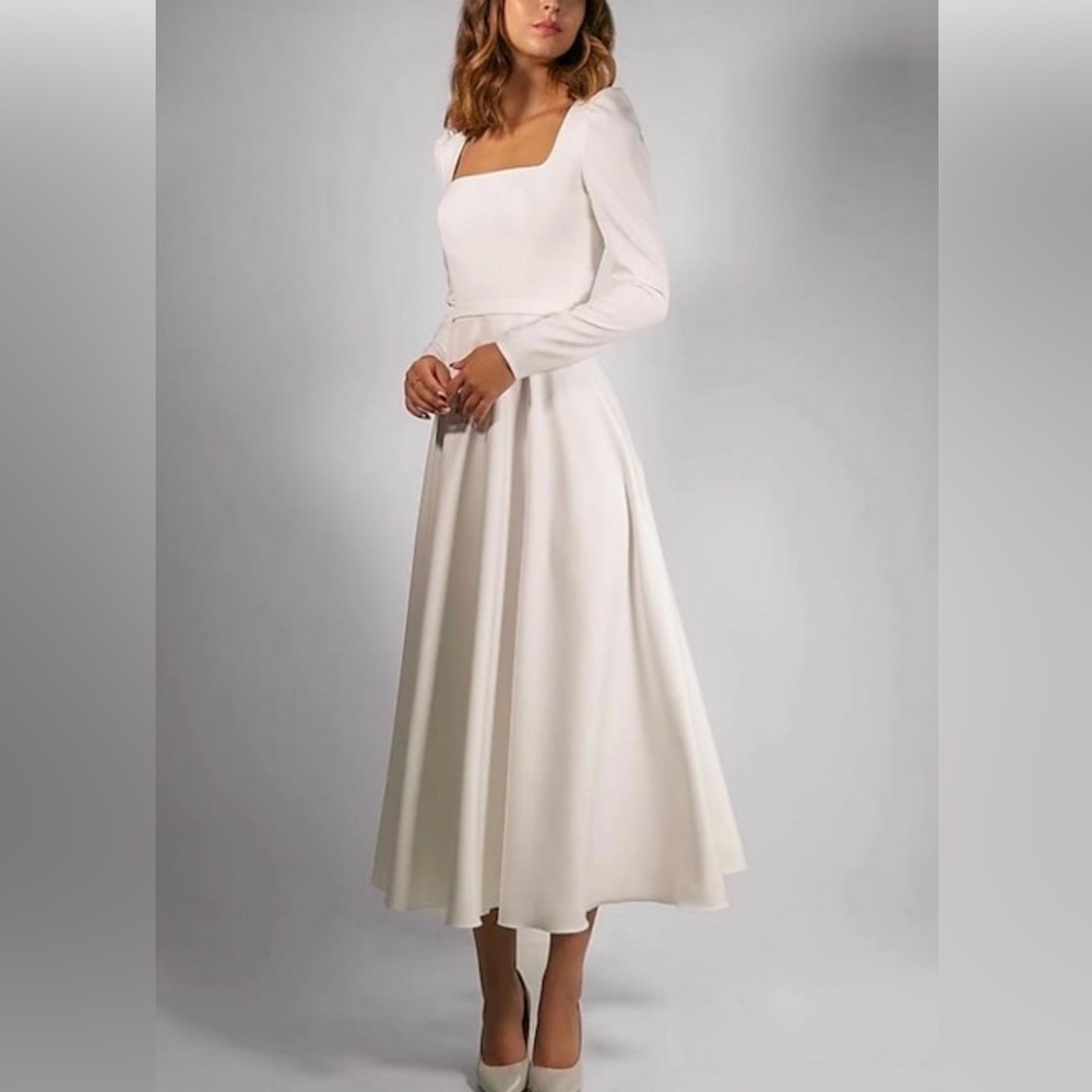 LT Bride Elegant White Long Sleeve Dress